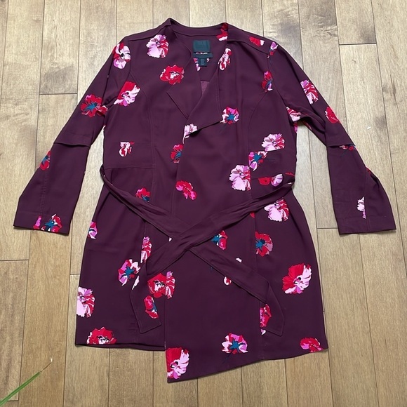 Maison Cinqcent 500 Floral Open Front Belted Jacket Cardigan Kimono Cover Up XL - Picture 8 of 8